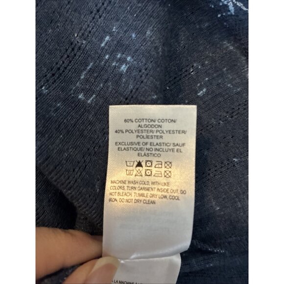 Lucky Brand Womens Size L Blue Floral Print Top Elbow Sleeve Boho Casual Shirt - Picture 6 of 6